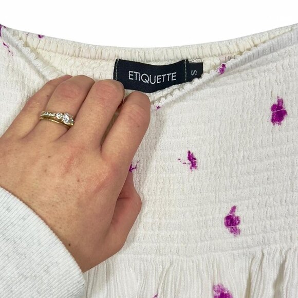 Etiquette‎ White/Purple Floral Skirt With Elastic Waistband 💐 - Picture 3 of 4